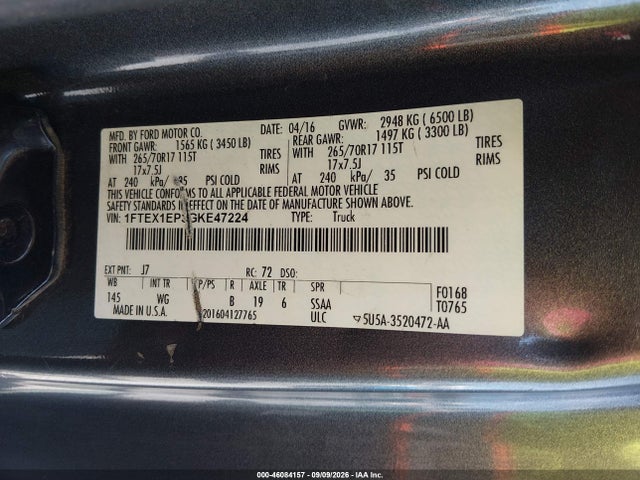 Ford F-150 Xl 2016 1FTEX1EP3GKE47224 Image 9
