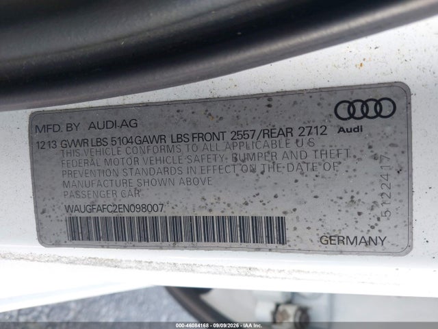 46084168 :رقم المزاد ، WAUGFAFC2EN098007 vin ، 2014 Audi A6 2.0t Premium مزاد بيع
