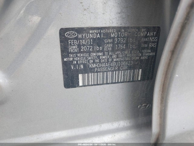 Продаж на аукціоні авто 2011 Hyundai Elantra Gls (ulsan Plant), vin: KMHDH4AE4BU106423, номер лоту: 46084184