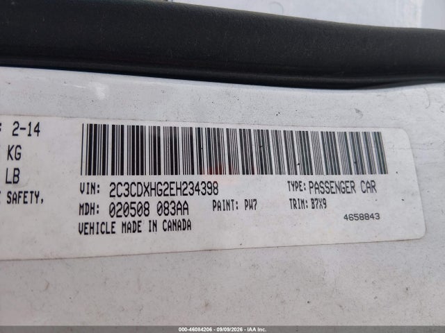 Aukcja sprzedaży 2014 Dodge Charger Sxt, vin: 2C3CDXHG2EH234398, numer aukcji: 46084206
