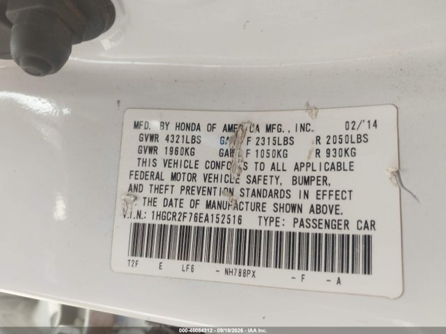 Honda ACCORD EX 2014 1HGCR2F76EA152516 Image 9