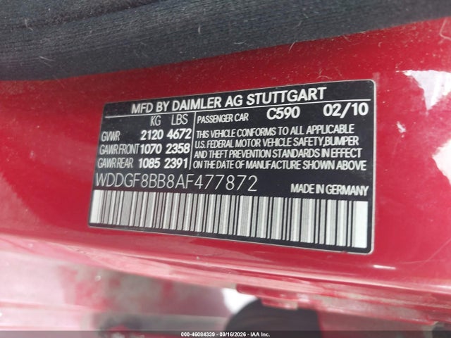 Aukcja sprzedaży 2010 Mercedes-benz C 300 Luxury 4matic/sport 4matic, vin: WDDGF8BB8AF477872, numer aukcji: 46084339