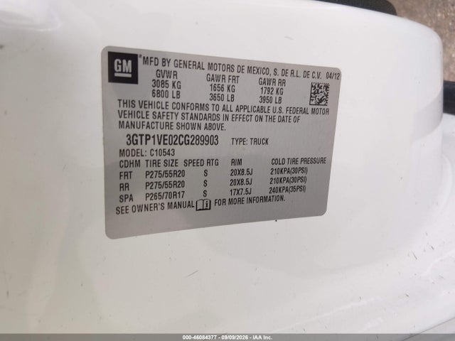 Продажа на аукционе авто 2012 Gmc Sierra 1500 Sle, vin: 3GTP1VE02CG289903, номер лота: 46084377