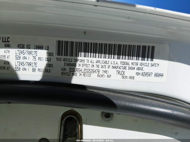 46084438 :رقم المزاد ، 3C6UR5HL2DG526478 vin ، 2013 Ram 2500 Tradesman مزاد بيع