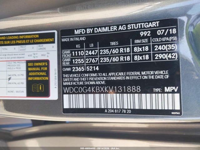 Продаж на аукціоні авто 2019 Mercedes-benz Glc 300 4matic, vin: WDC0G4KBXKV131888, номер лоту: 46084450