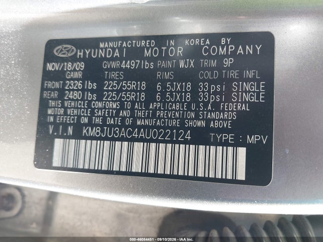 Продаж на аукціоні авто 2010 Hyundai Tucson Limited, vin: KM8JU3AC4AU022124, номер лоту: 46084451