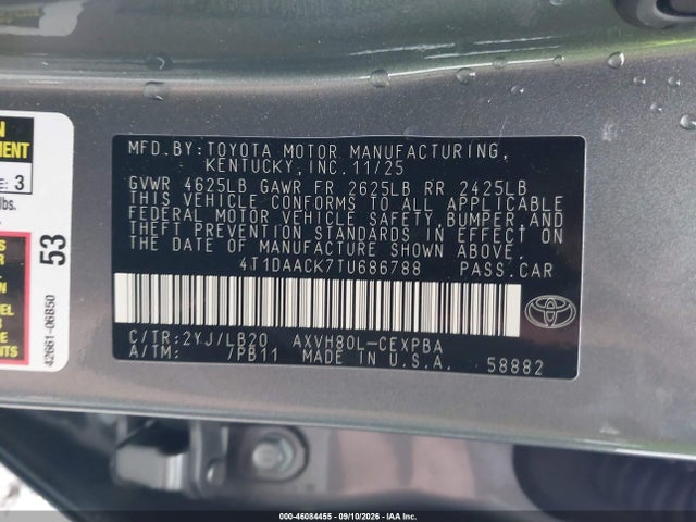 Aukcja sprzedaży 2026 Toyota Camry Xse, vin: 4T1DAACK7TU686788, numer aukcji: 46084455