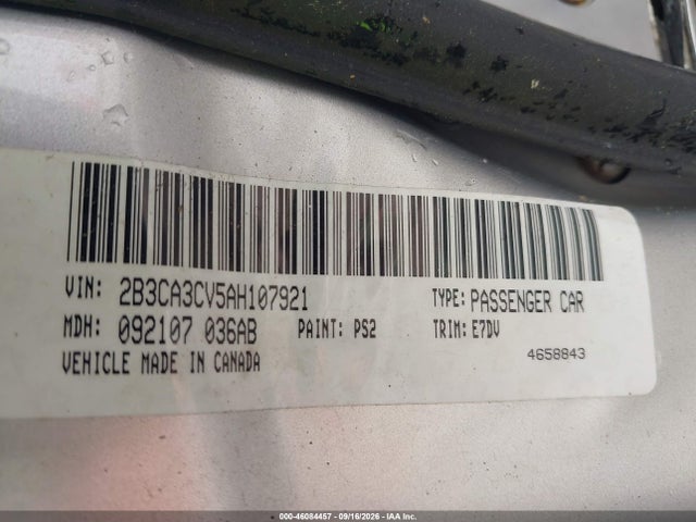 Aukcja sprzedaży 2010 Dodge Charger Sxt, vin: 2B3CA3CV5AH107921, numer aukcji: 46084457