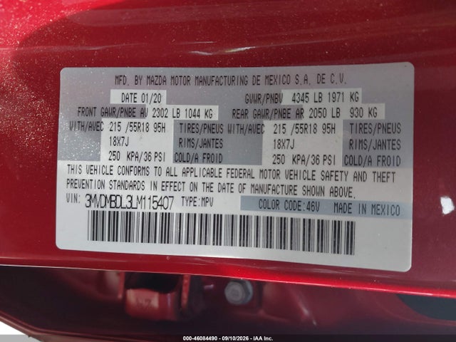 Продажа на аукционе авто 2020 Mazda Cx-30 Preferred Package, vin: 3MVDMBDL3LM115407, номер лота: 46084490