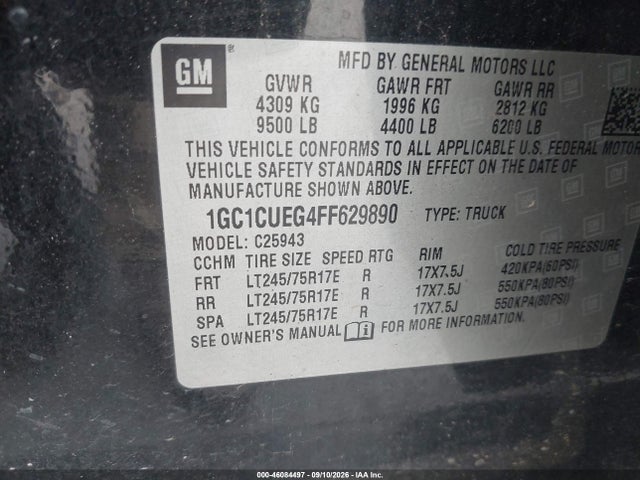 Aukcja sprzedaży 2015 Chevrolet Silverado 2500hd Wt, vin: 1GC1CUEG4FF629890, numer aukcji: 46084497