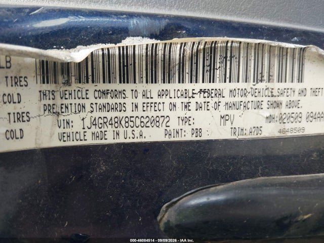 Продажа на аукционе авто 2005 Jeep Grand Cherokee Laredo, vin: 1J4GR48K85C620872, номер лота: 46084514