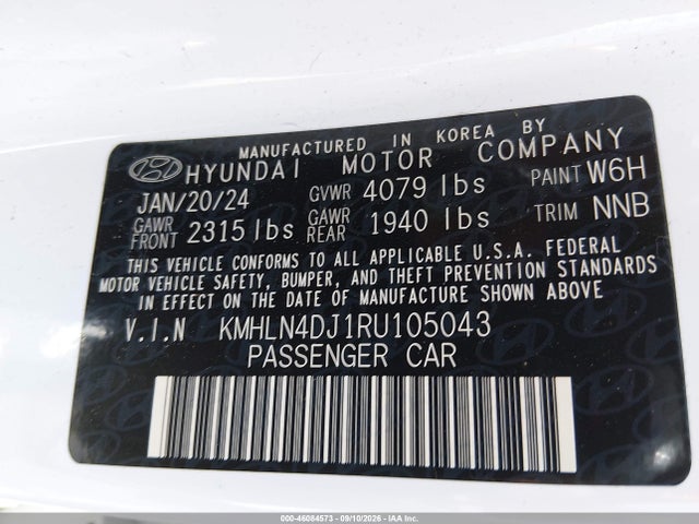 Продаж на аукціоні авто 2024 Hyundai Elantra Hybrid Limited, vin: KMHLN4DJ1RU105043, номер лоту: 46084573