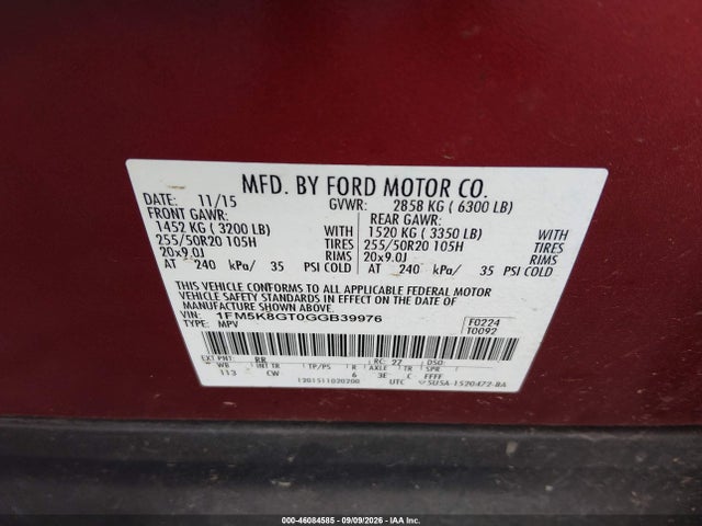 1FM5K8GT0GGB39976 Ford EXPLORER SPORT