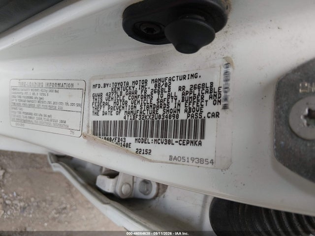 Продажа на аукционе авто 2002 Toyota Camry Le V6, vin: 4T1BF32KX2U034090, номер лота: 46084638