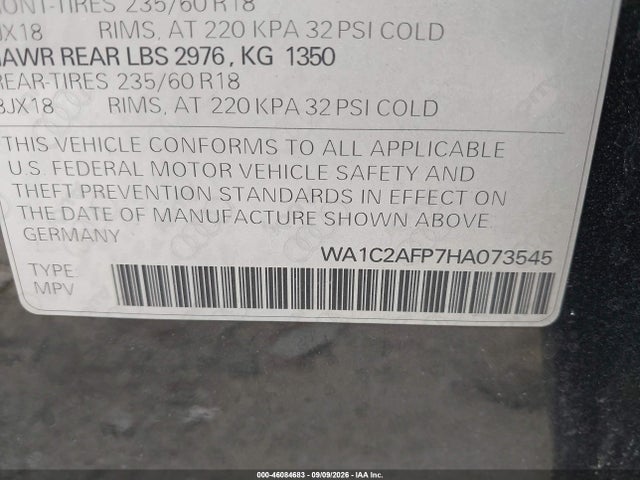 Продаж на аукціоні авто 2017 Audi Q5 2.0t Premium, vin: WA1C2AFP7HA073545, номер лоту: 46084683