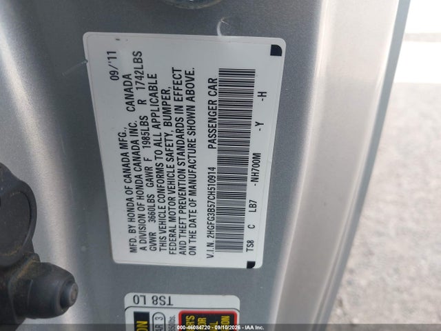 Aukcja sprzedaży 2012 Honda Civic Lx, vin: 2HGFG3B57CH510914, numer aukcji: 46084720