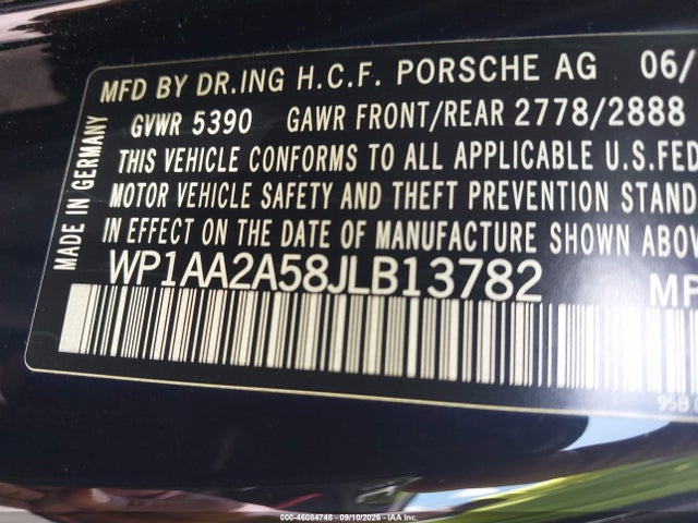 Продаж на аукціоні авто 2018 Porsche Macan Sport Edition, vin: WP1AA2A58JLB13782, номер лоту: 46084748