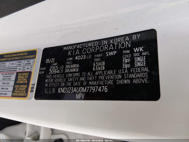 Продажа на аукционе авто 2021 Kia Soul Lx, vin: KNDJ23AU0M7797476, номер лота: 46084762