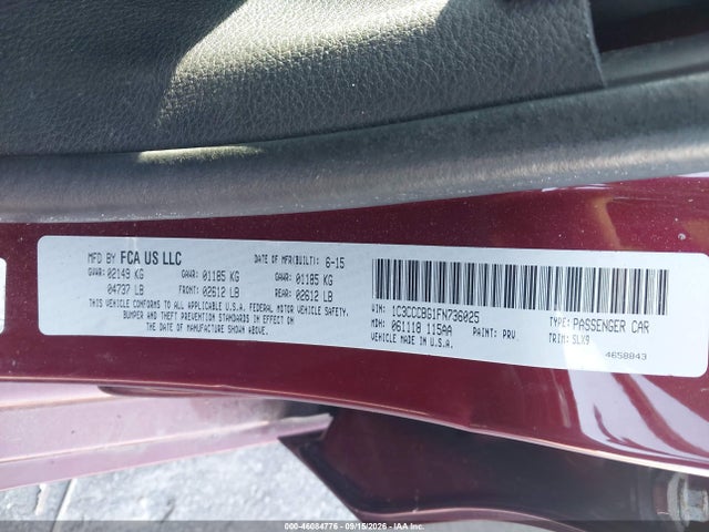 Aukcja sprzedaży 2015 Chrysler 200 S, vin: 1C3CCCBG1FN736025, numer aukcji: 46084776