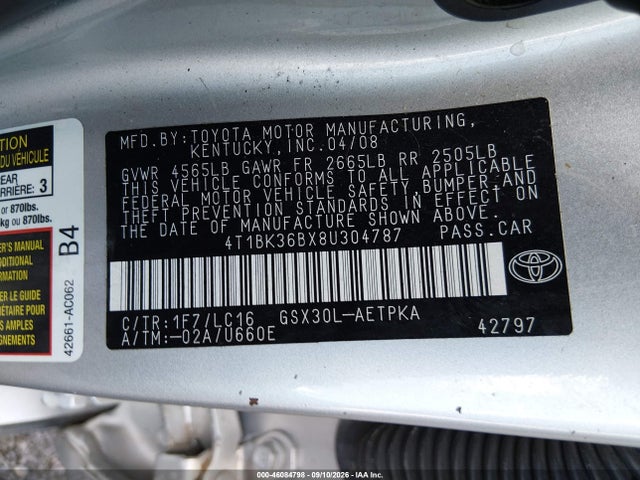Aukcja sprzedaży 2008 Toyota Avalon Limited, vin: 4T1BK36BX8U304787, numer aukcji: 46084798