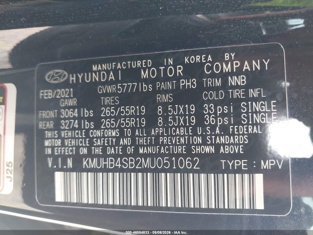 2021 Genesis Gv80 2.5t Rwd მანქანა იყიდება აუქციონზე, vin: KMUHB4SB2MU051062, აუქციონის ნომერი: 46084833