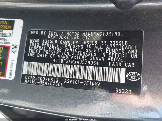 Aukcja sprzedaży 2010 Toyota Camry Le, vin: 4T1BF3EKXAU579054, numer aukcji: 46084856