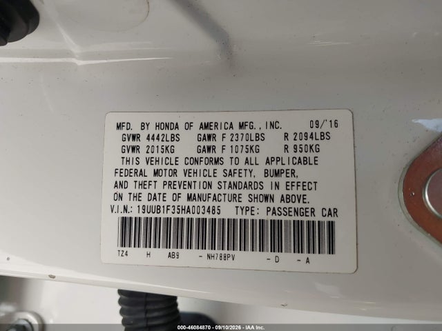 Продаж на аукціоні авто 2017 Acura Tlx, vin: 19UUB1F35HA003485, номер лоту: 46084870
