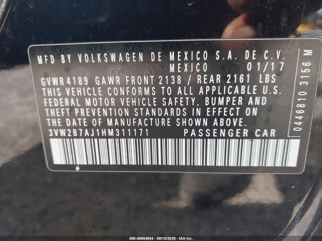 Aukcja sprzedaży 2017 Volkswagen Jetta 1.4t S, vin: 3VW2B7AJ1HM311171, numer aukcji: 46084884