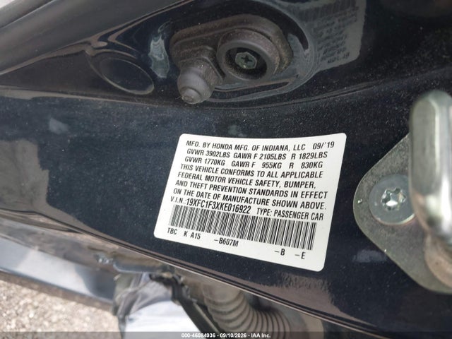Продажа на аукционе авто 2019 Honda Civic Ex, vin: 19XFC1F3XKE016922, номер лота: 46084936