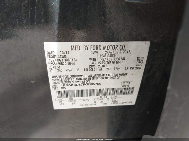 Aukcja sprzedaży 2015 Ford Explorer Xlt, vin: 1FM5K8D87FGB05709, numer aukcji: 46084940