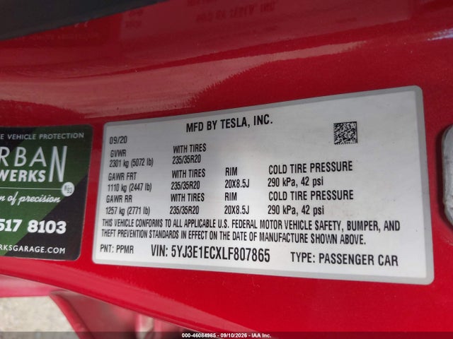 Tesla Model 3 Performance Dual Motor All-wheel Drive 2020 5YJ3E1ECXLF807865 Image 9