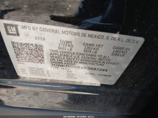 Aukcja sprzedaży 2019 Chevrolet Blazer, vin: 3GNKBGRSXKS697244, numer aukcji: 46085068