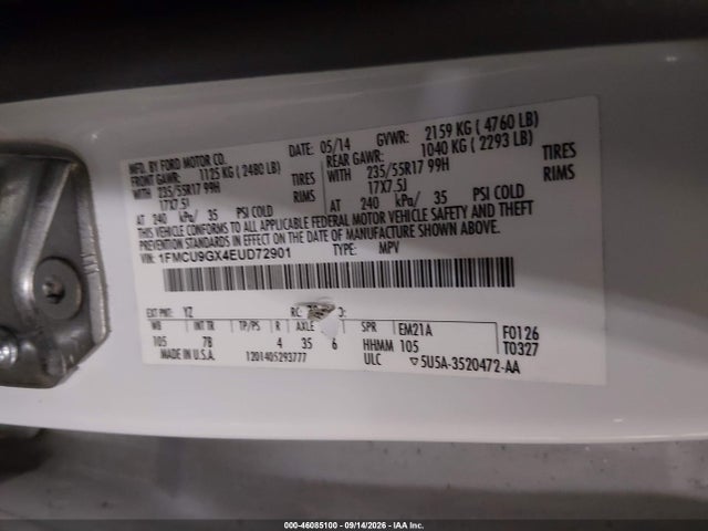 Ford ESCAPE SE 2014 1FMCU9GX4EUD72901 Image 9