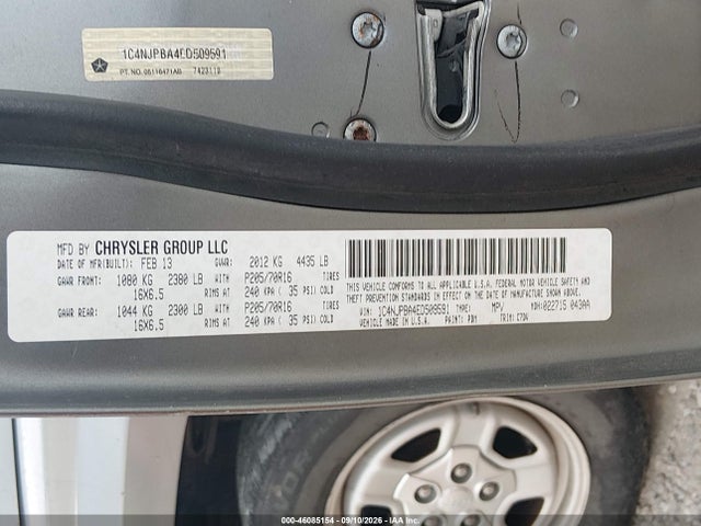 2014 Jeep Patriot Sport მანქანა იყიდება აუქციონზე, vin: 1C4NJPBA4ED509591, აუქციონის ნომერი: 46085154