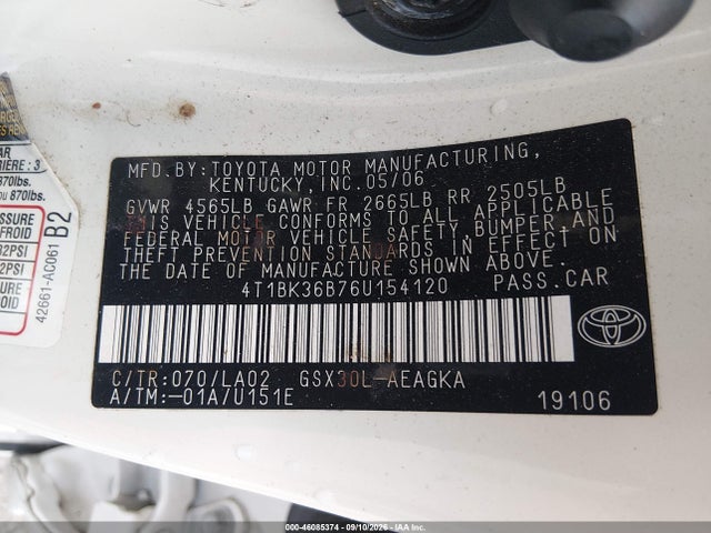 Продаж на аукціоні авто 2006 Toyota Avalon Xls, vin: 4T1BK36B76U154120, номер лоту: 46085374