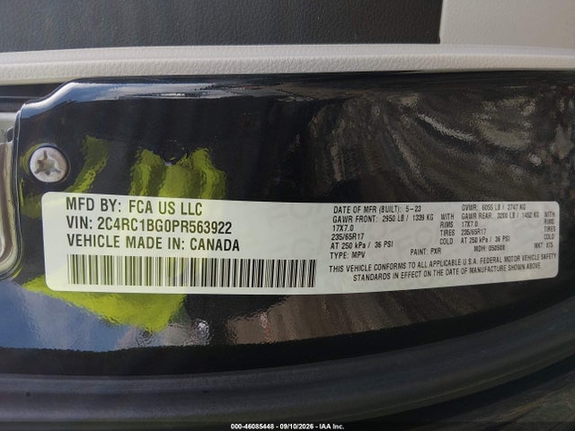 Продажа на аукционе авто 2023 Chrysler Pacifica Touring L, vin: 2C4RC1BG0PR563922, номер лота: 46085448