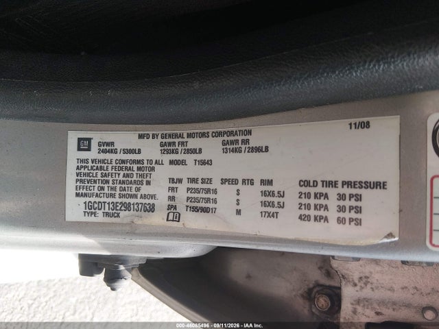 2009 Chevrolet Colorado Lt მანქანა იყიდება აუქციონზე, vin: 1GCDT13E298137638, აუქციონის ნომერი: 46085496