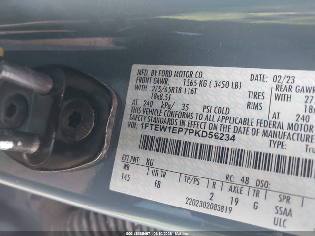 Aukcja sprzedaży 2023 Ford F-150 Xlt, vin: 1FTEW1EP7PKD56234, numer aukcji: 46085497