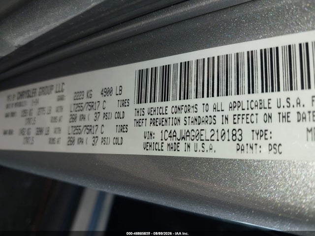 2014 Jeep Wrangler Willys Wheeler მანქანა იყიდება აუქციონზე, vin: 1C4AJWAG0EL210183, აუქციონის ნომერი: 46085517