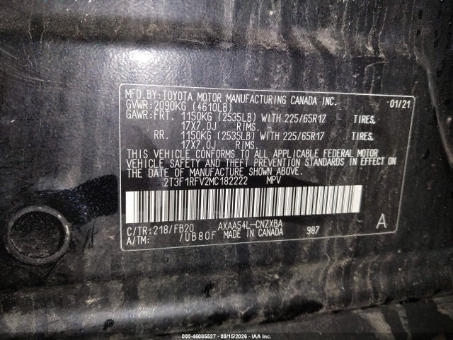 46085527 :رقم المزاد ، 2T3F1RFV2MC182222 vin ، 2021 Toyota Rav4 Le مزاد بيع