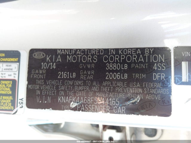 Aukcja sprzedaży 2015 Kia Forte Lx, vin: KNAFK4A68F5344165, numer aukcji: 46085587