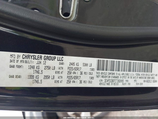 Продаж на аукціоні авто 2012 Dodge Journey Sxt, vin: 3C4PDCBB7CT392095, номер лоту: 46085704