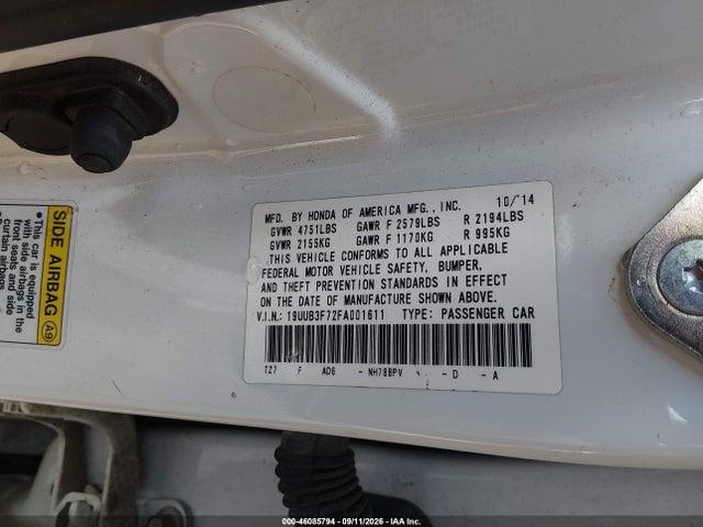 Продаж на аукціоні авто 2015 Acura Tlx V6 Advance, vin: 19UUB3F72FA001611, номер лоту: 46085794