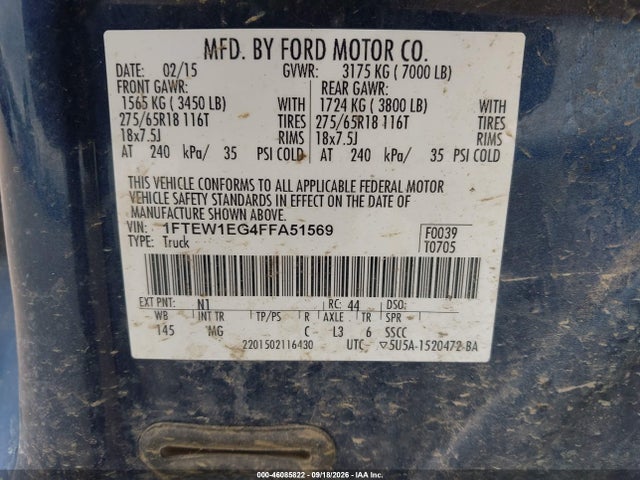 Aukcja sprzedaży 2015 Ford F-150 Xlt, vin: 1FTEW1EG4FFA51569, numer aukcji: 46085822