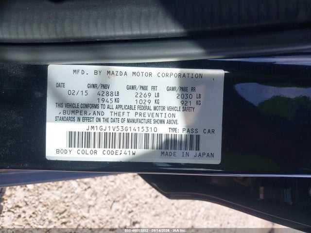 Продажа на аукционе авто 2016 Mazda Mazda6 I Touring, vin: JM1GJ1V53G1415310, номер лота: 46085852