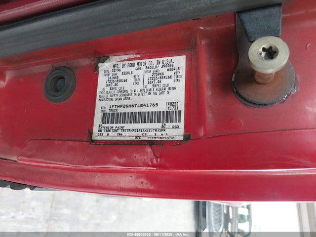 46085865 :رقم المزاد ، 1FTHF26H6TLB41765 vin ، 1996 Ford F250 مزاد بيع