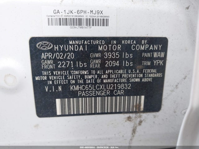 Продажа на аукционе авто 2020 Hyundai Ioniq Hybrid Blue, vin: KMHC65LCXLU219832, номер лота: 46085885