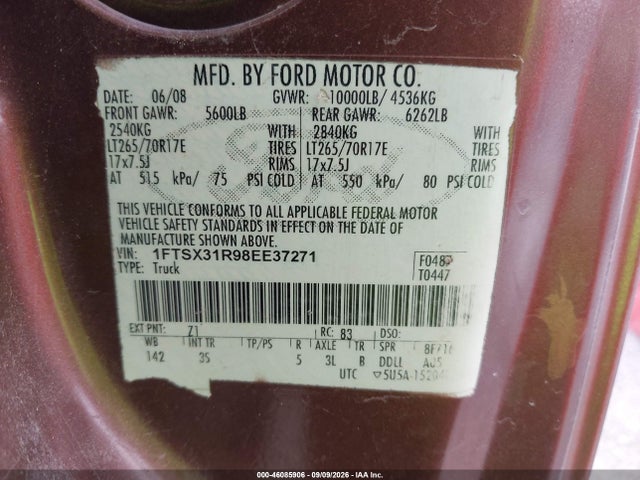 Продаж на аукціоні авто 2008 Ford F-350 Fx4/lariat/xl/xlt, vin: 1FTSX31R98EE37271, номер лоту: 46085906