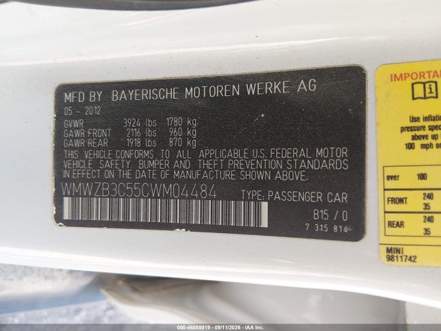 Aukcja sprzedaży 2012 Mini Cooper Countryman, vin: WMWZB3C55CWM04484, numer aukcji: 46085919