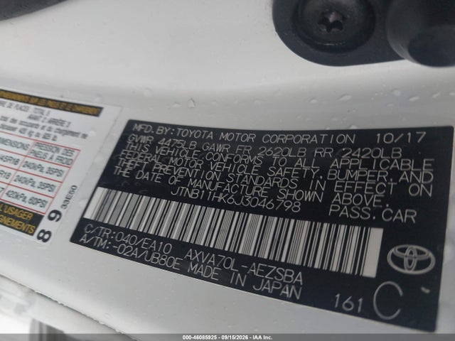 2018 Toyota Camry Se მანქანა იყიდება აუქციონზე, vin: JTNB11HK6J3046798, აუქციონის ნომერი: 46085925